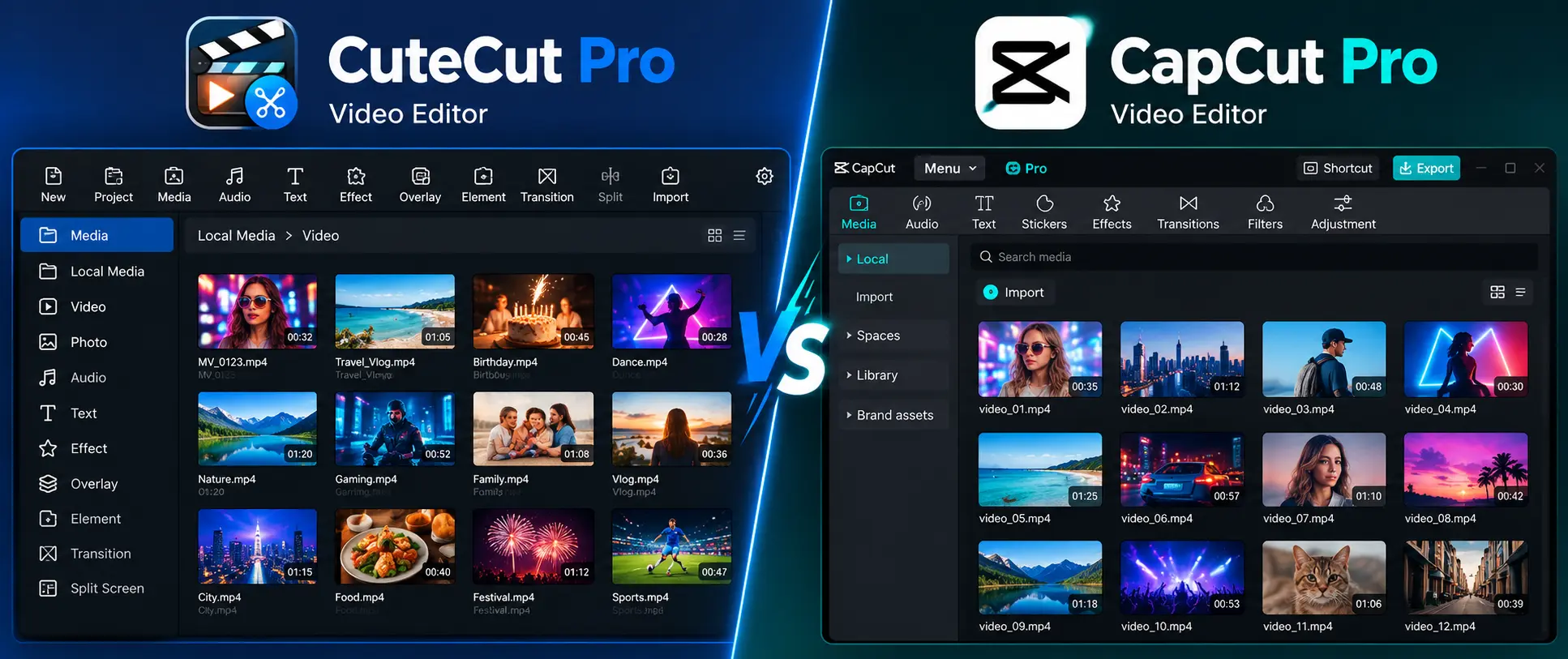 Cute Cut Pro vs CapCut Video Customizations Comparison